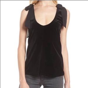 🐝 3/$20 Gibson Black Velvet Tie Shoulder Sleeveless Top Petite size Extra Small